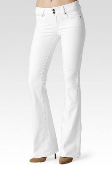 white bootleg jeans